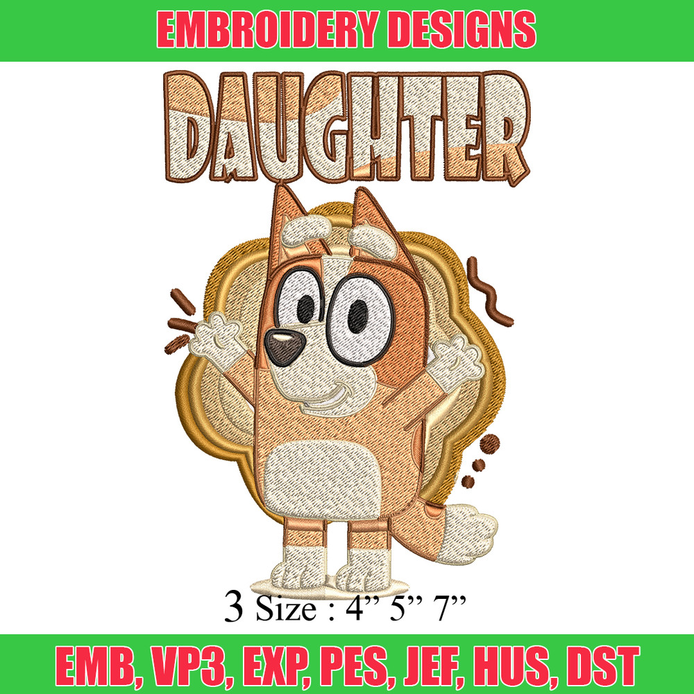 Daughter bluey Embroidery, Bluey Embroidery, cartoon Embroidery, cartoon shirt, Embroidery File, Instant download..jpg