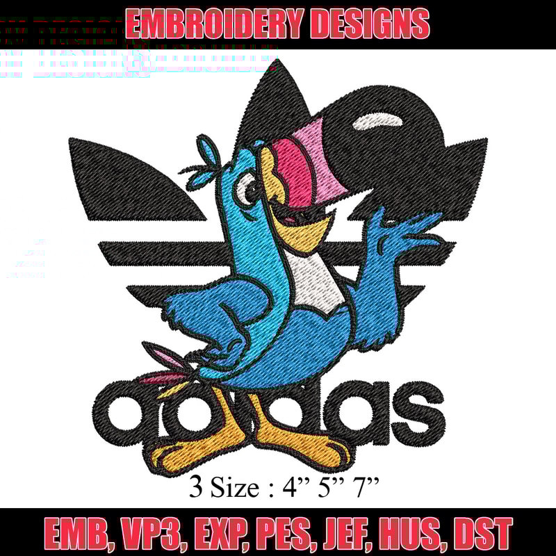 Parrot adidas Embroidery Design, Adidas Embroidery, Brand Embroidery, Embroidery File, Logo shirt, Digital download.jpg