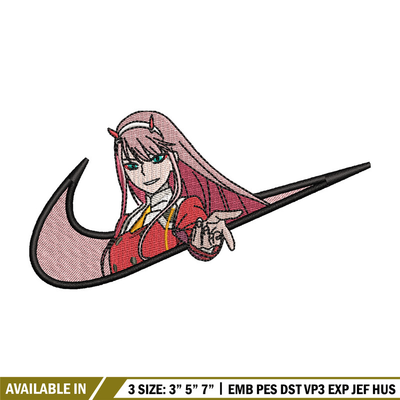 Code 002 nike embroidery design, Zero two embroidery, Anime design, Embroidery shirt, Embroidery file, Digital download.jpg