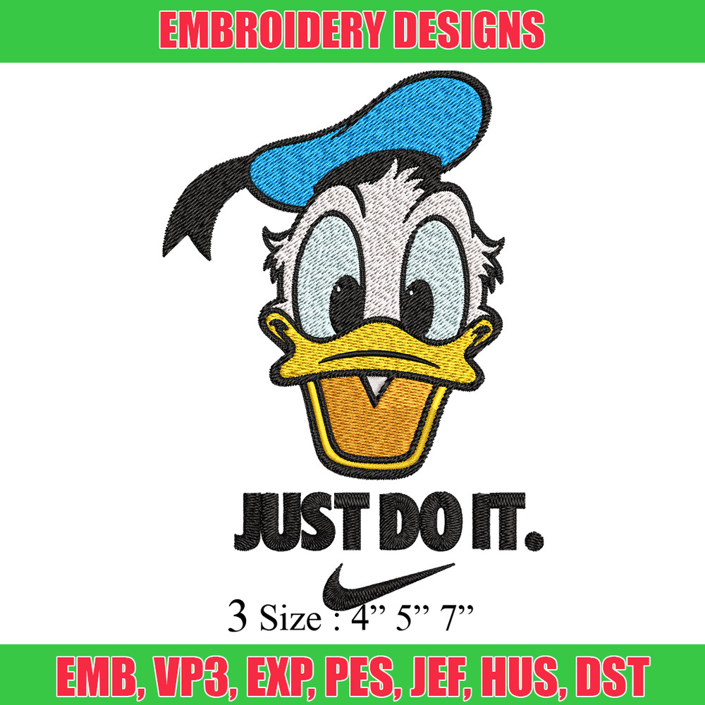 Donald Duck Nike Embroidery design, Donald Duck cartoon Embroidery, Nike design, Embroidery file, Instant download..jpg