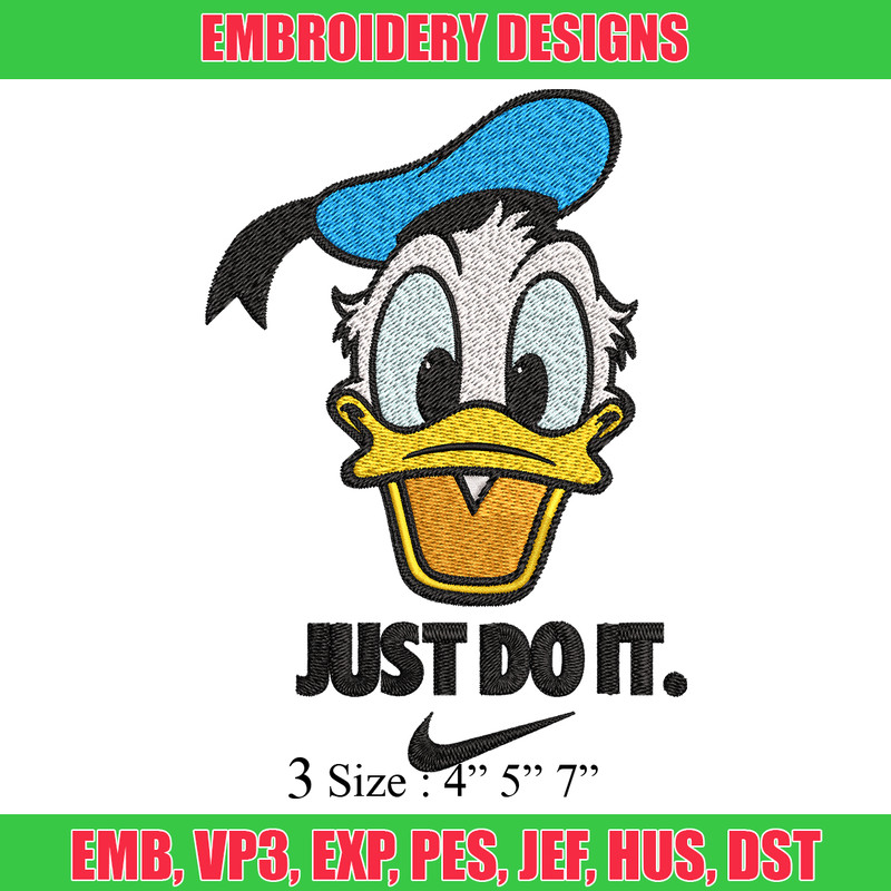 Donald Duck Nike Embroidery design, Donald Duck cartoon Embroidery, Nike design, Embroidery file, Instant download..jpg