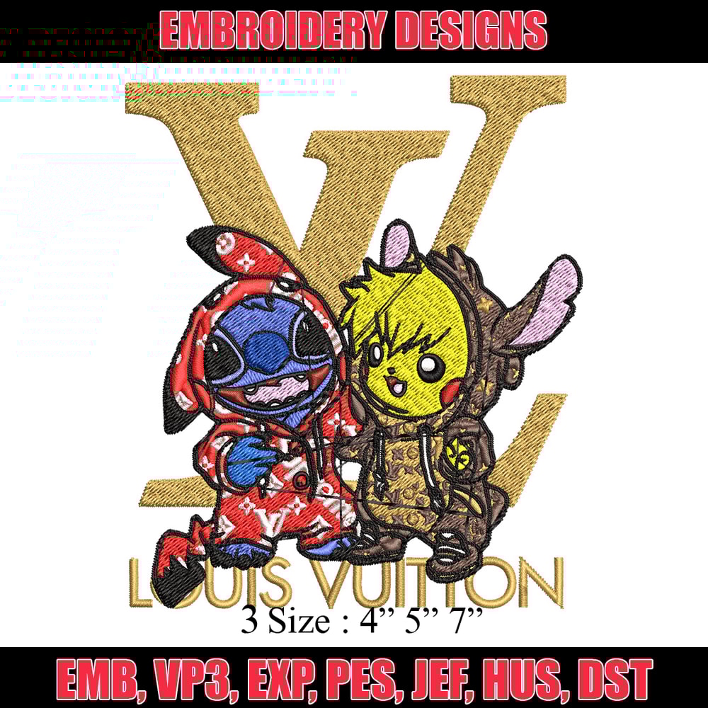 Pikachu x stitch lv Embroidery Design, LV Embroidery, Embroidery File, Logo shirt, Sport Embroidery, Digital download.jpg