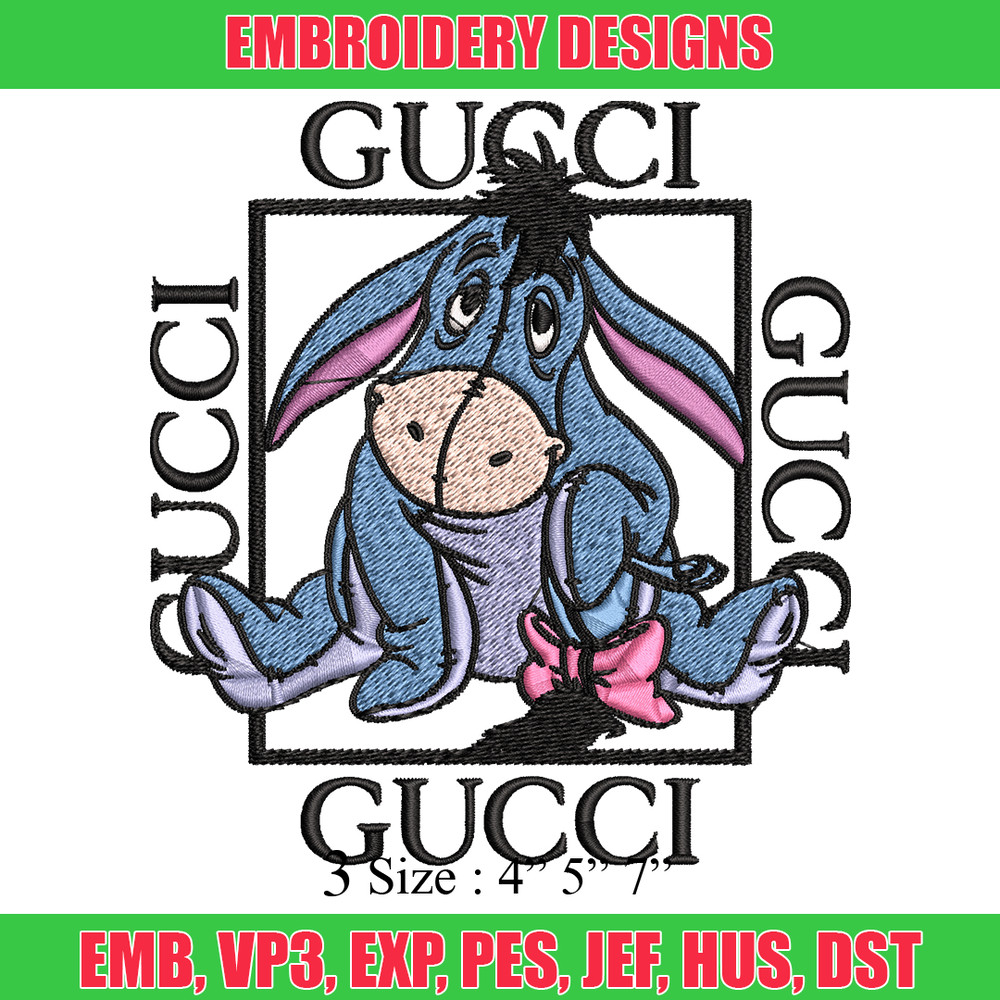 Eeyore Gucci Embroidery design, winnie the pooh Embroidery, cartoon design, Embroidery File, Instant download..jpg