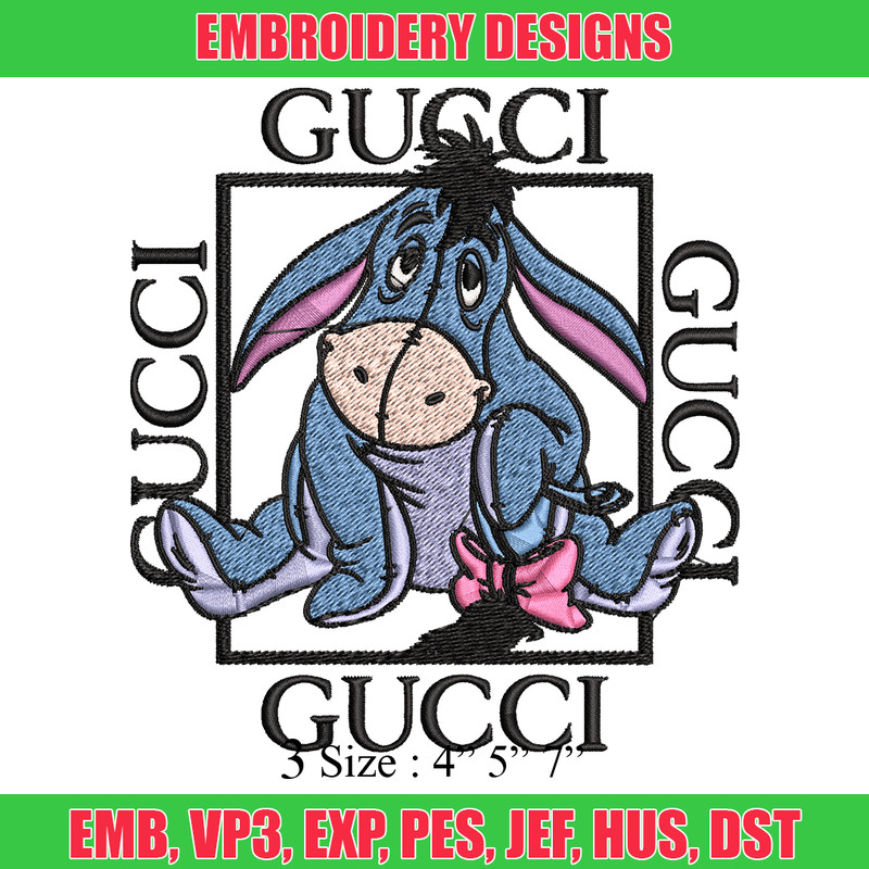 Eeyore Gucci Embroidery design, winnie the pooh Embroidery, cartoon design, Embroidery File, Instant download..jpg