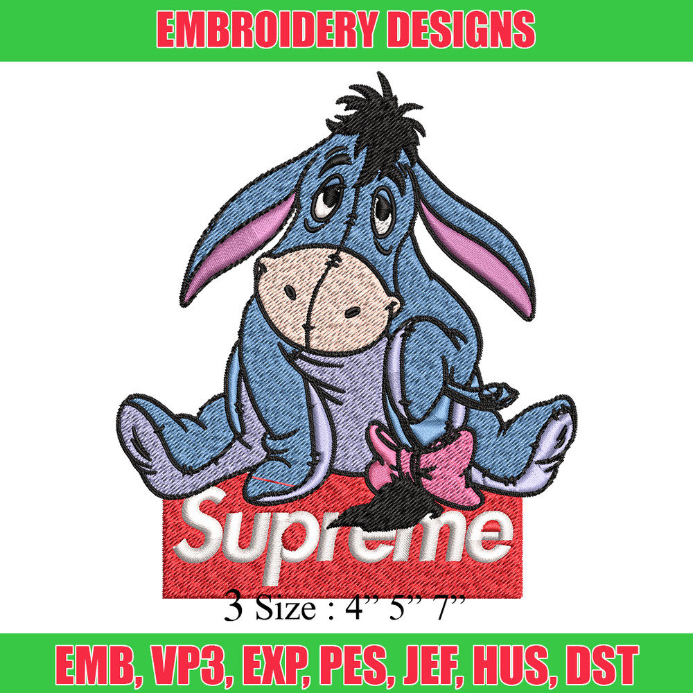 Eeyore Supreme Embroidery design, Eeyore Supreme Embroidery, cartoon design, Embroidery File, Instant download..jpg