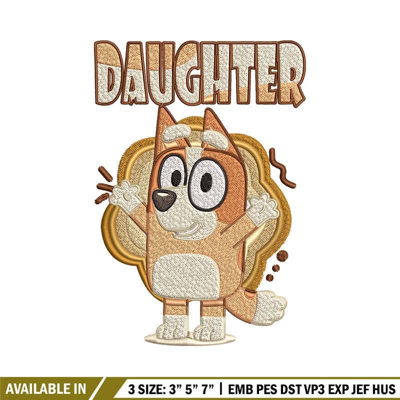Daughter bluey Embroidery, Bluey Embroidery, cartoon Embroidery, cartoon shirt, Embroidery File, Instant download..jpg