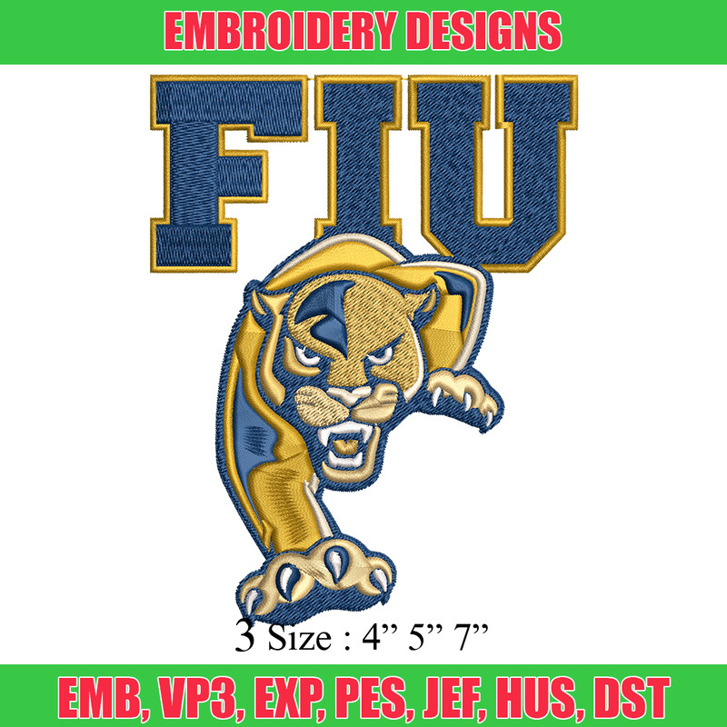 FIU Panthers embroidery design, FIU Panthers embroidery, logo Sport, Sport embroidery, NCAA embroidery..jpg