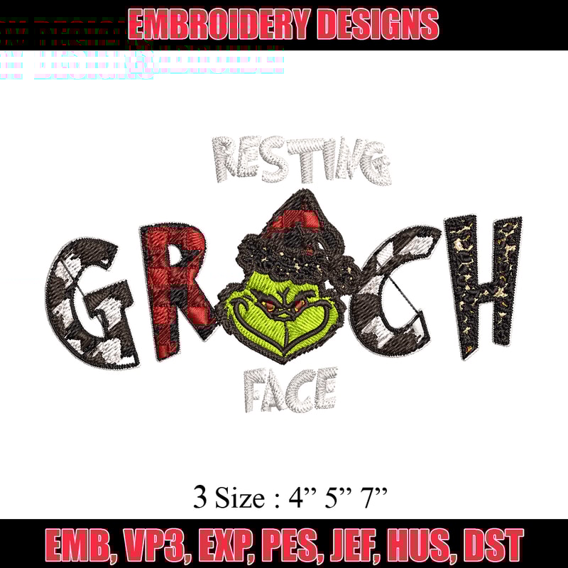 Resting Grinch Face Embroidery design, Grinch christmas Embroidery, Grinch design, Embroidery File, Instant download..jpg