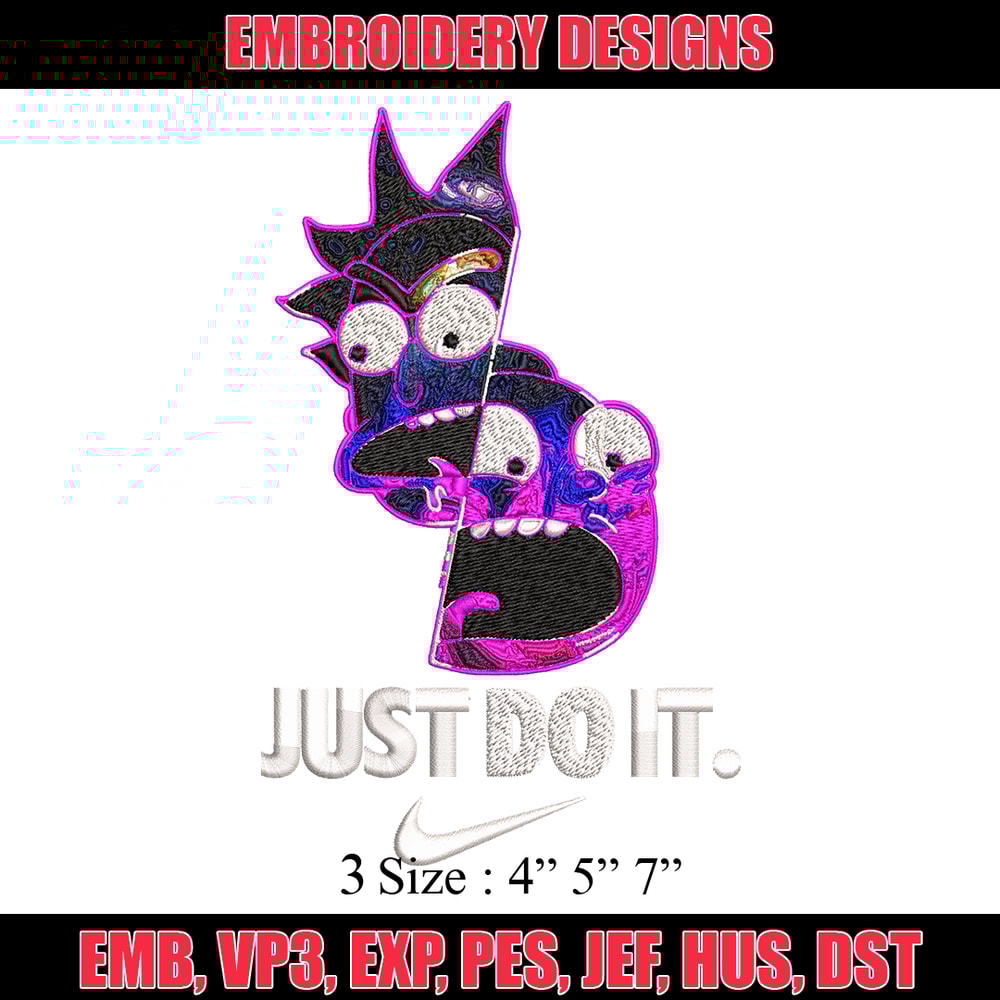 Rick and Morty x Just Rick It Embroidery design, Cartoon Embroidery, Logo Nike design, Embroidery file, Instant download.jpg
