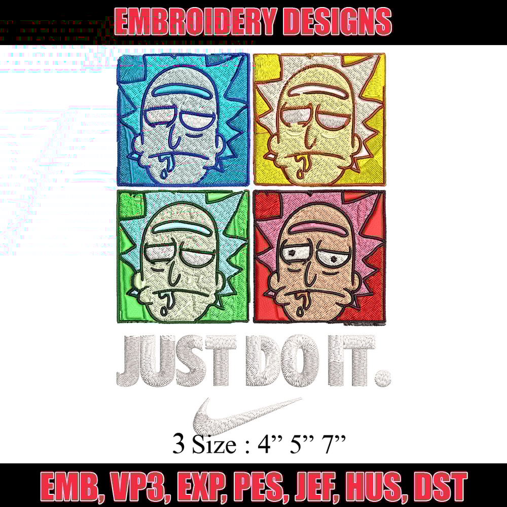 Rick and Morty x Just Rick It Embroidery design, Cartoon Embroidery, Nike design, Embroidery file, Instant download.jpg