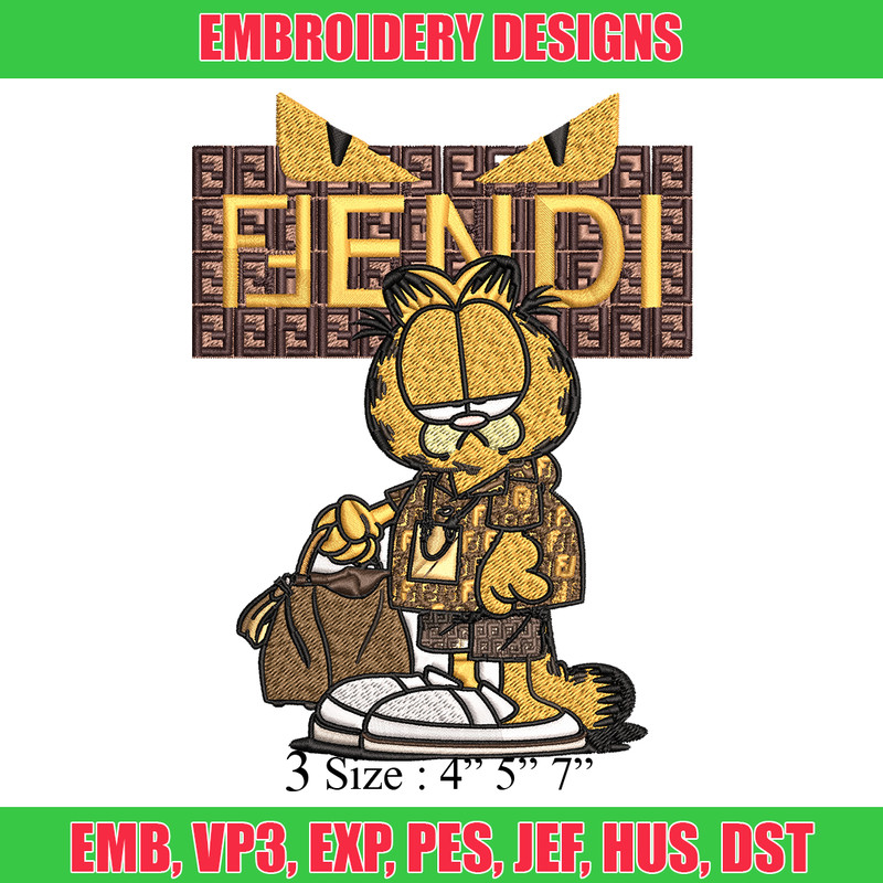 Garfield Fendi Embroidery design, Garfield Fendi cartoon Embroidery, cartoon design, Embroidery File, Digital download..jpg
