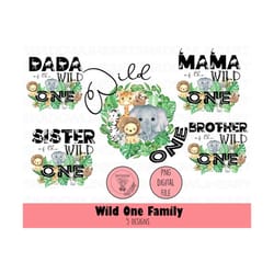 wild one png, wild one family png bundle, jungle party bundle, 1st birthday png, one birthday png, wild mom png, wild dad png