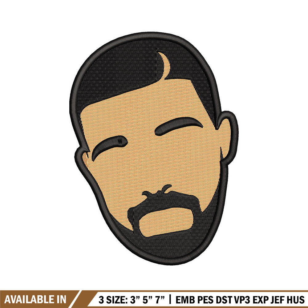 Drake face embroidery design, Drake embroidery, Embroidery file, Embroidery shirt, Emb design,Digital download.jpg
