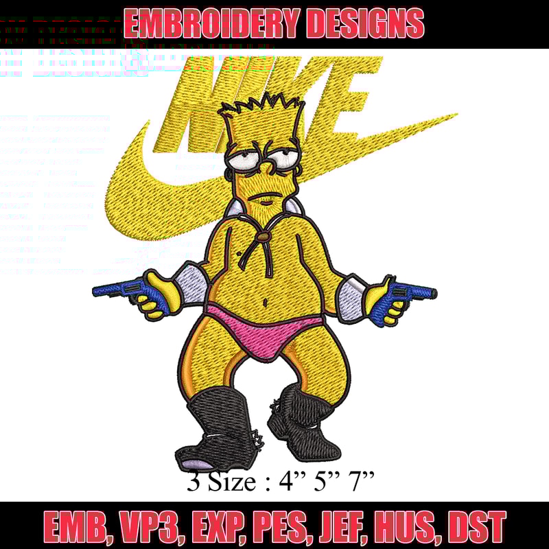 Simpson funny Nike Embroidery design, cartoon Embroidery, Nike design, Embroidery file, cartoon shirt, Instant download..jpg