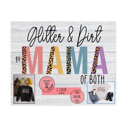 glitter and dirt mama of both png, half leopard mom png, mom of both png