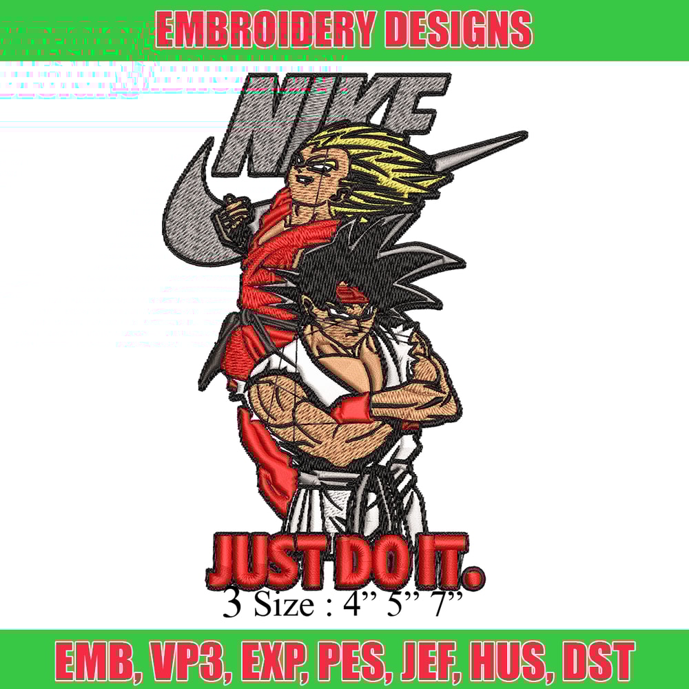Goku and Vegeta Nike Embroidery design, Dragon ball Embroidery, Nike design, Embroidery file, Instant download..jpg