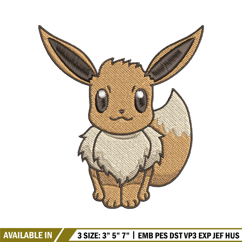Eevee embroidery design, Pokemon embroidery, Anime design, Embroidery file, Digital download, Embroidery shirt.jpg