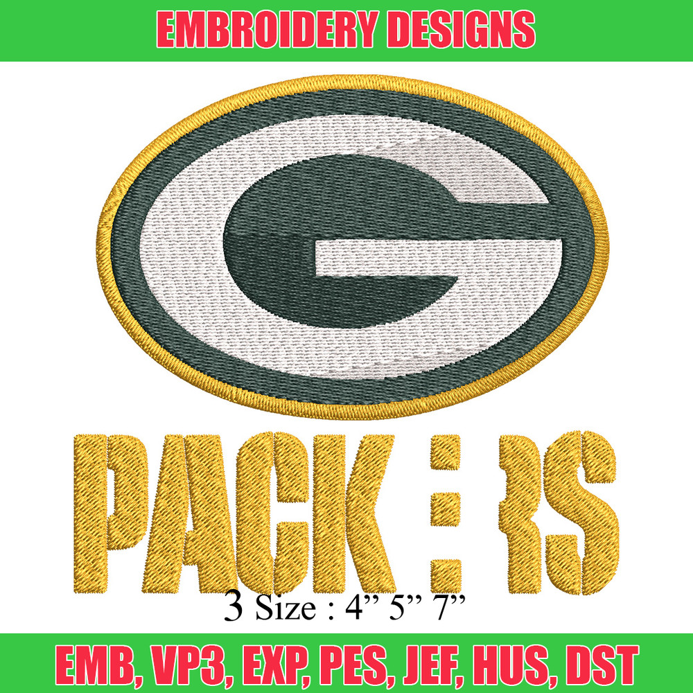 Green Packers Embroidery Design, Brand Embroidery, Embroidery File, Logo shirt, Sport Embroidery, Digital download.jpg