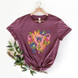 floral feminist uterus shirt png, women female reproduction reproductive rights, pro choice women power, stop abortion b