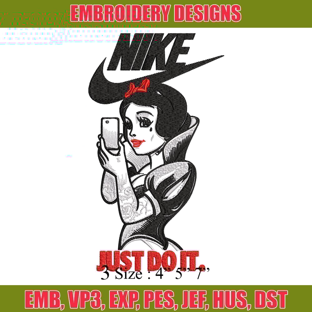 Snow white Nike Embroidery design, Snow white Embroidery, Nike design, Embroidery file, cartoon shirt, Instant download,.jpg