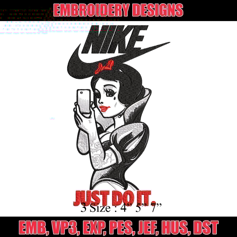 Snow white Nike Embroidery design, Snow white Embroidery, Nike design, Embroidery file, cartoon shirt, Instant download,.jpg