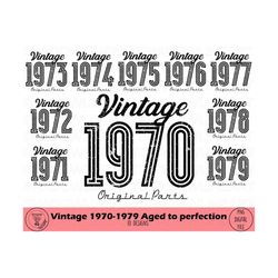 bundle vintage 1970-1979, aged to perfection png, bday bundle, birthday png, vintage bundle, png bundle, vintage png, bday png, bday party