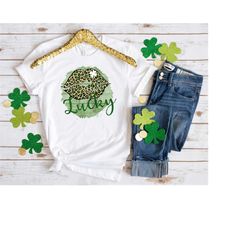 st patricks day shamrock shirt, lucky lip clover shirt, patrick lucky tee, st patricks gift shirt, patricks day gift t-s