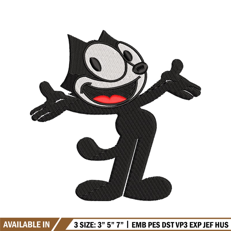 Felix the Cat embroidery design, Felix the Cat embroidery, cartoon design, embroidery file, logo shirt, Digital download.jpg