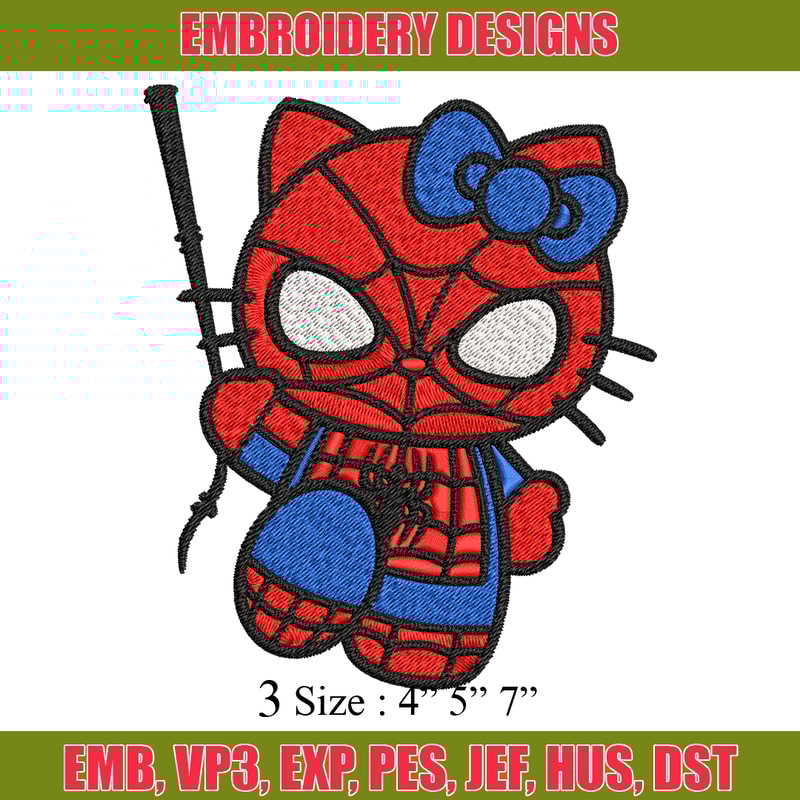 Spiderman Hellokitty Embroidery design, Hellokitty Embroidery, cartoon design, Embroidery File, Digital download..jpg
