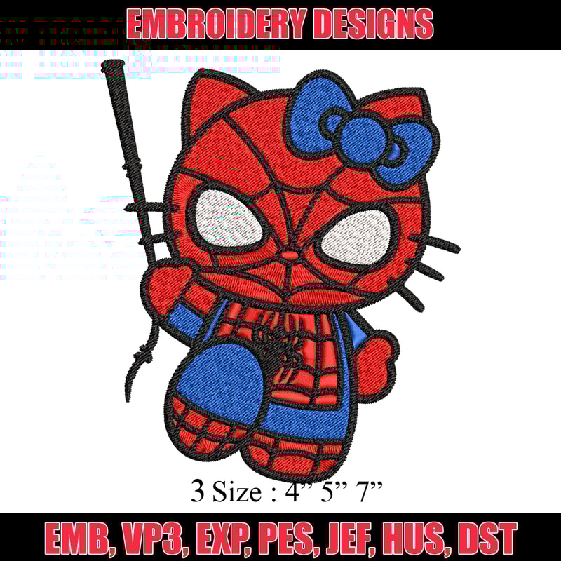 Spiderman Hellokitty Embroidery design, Hellokitty Embroidery, cartoon design, Embroidery File, Digital download..jpg