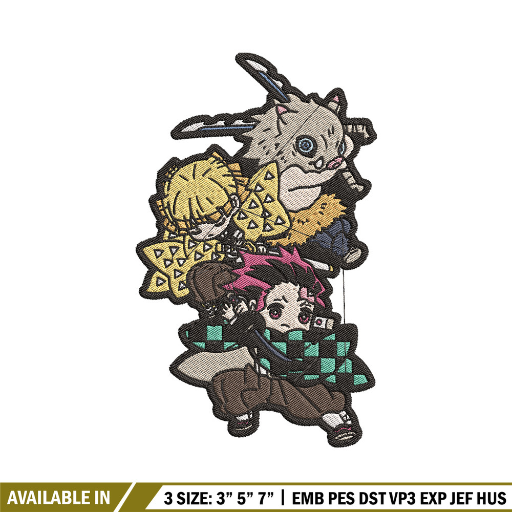 Friends chibi embroidery design, Tanjiro embroidery, Anime design, Embroidery shirt, Embroidery file, Digital download.jpg