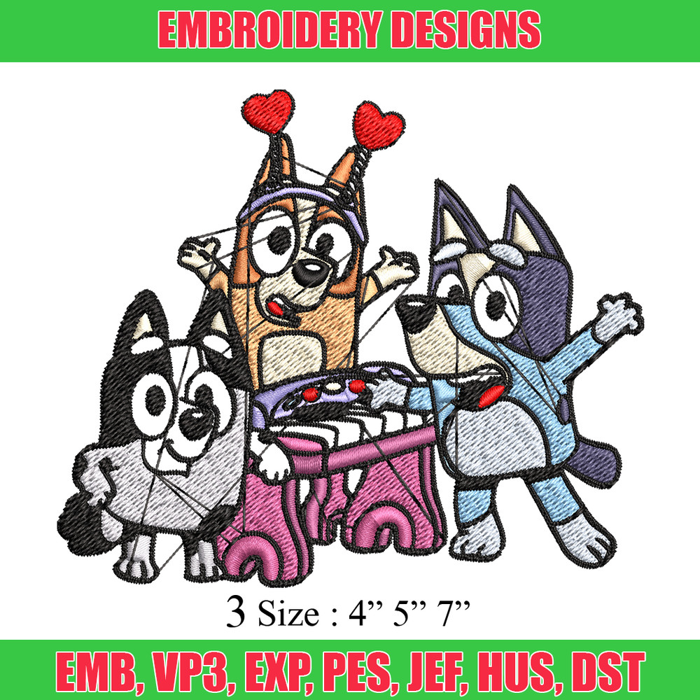 Happy birthday bluey Embroidery, Bluey Embroidery, Embroidery File, cartoon shirt, cartoon design, Digital download..jpg