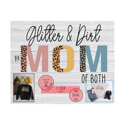 glitter and dirt mom of both png, half leopard mama png, mama of both png
