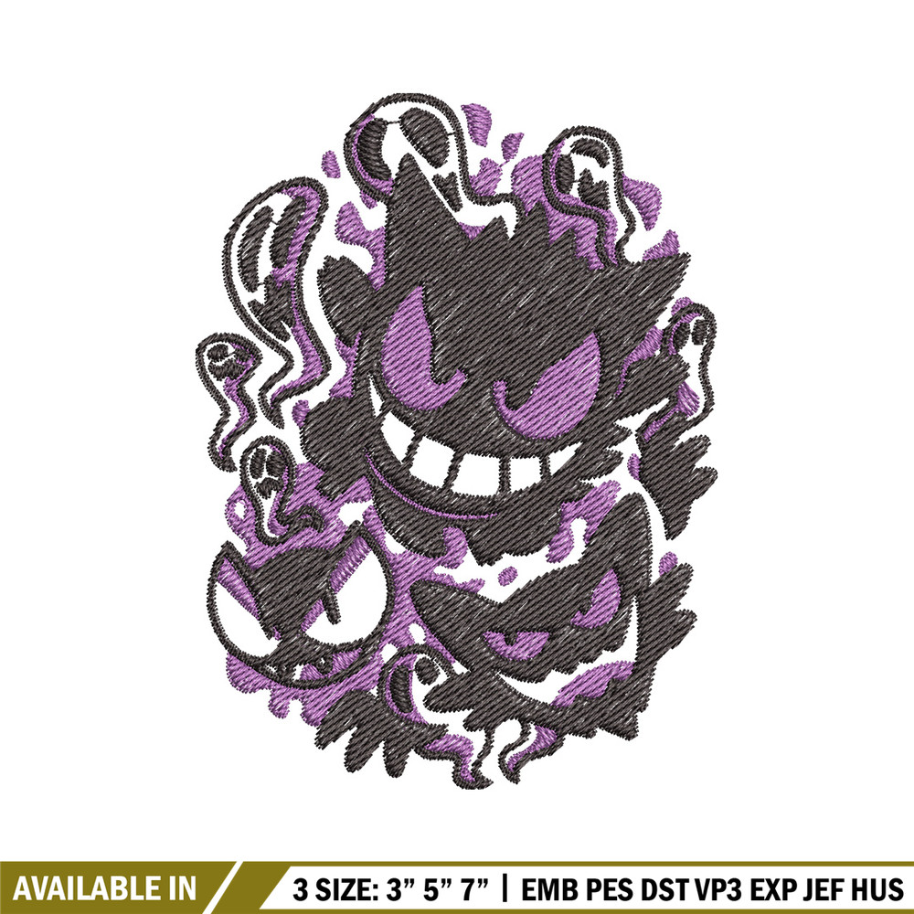 Gengar evolution embroidery design, Pokemon embroidery, Anime design, Embroidery shirt, Embroidery file,Digital download.jpg