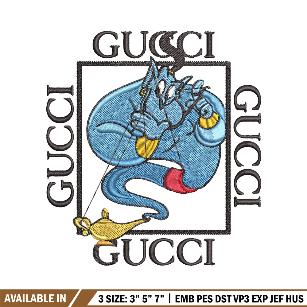 Genie gucci Embroidery design, Genie gucci Embroidery, cartoon design, Embroidery File, gucci logo, Instant download..jpg