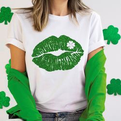 lip kiss lucky patricks day shirt png, lips shamrock green womens shirt png, st patricks day shirt png, st paddys, cute