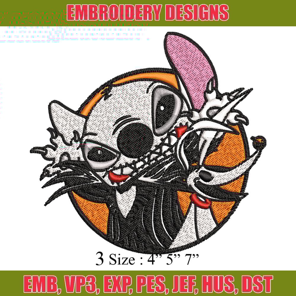 Stitch Jack Skellington Embroidery design, Halloween Embroidery, Embroidery File, cartoon design, Digital download..jpg