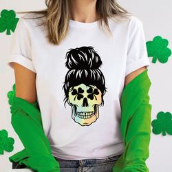 lucky skeleton head st. patricks day shirt png, shamrock leaf happy st. patricks day lucky shamrock leaf  st. patricks d