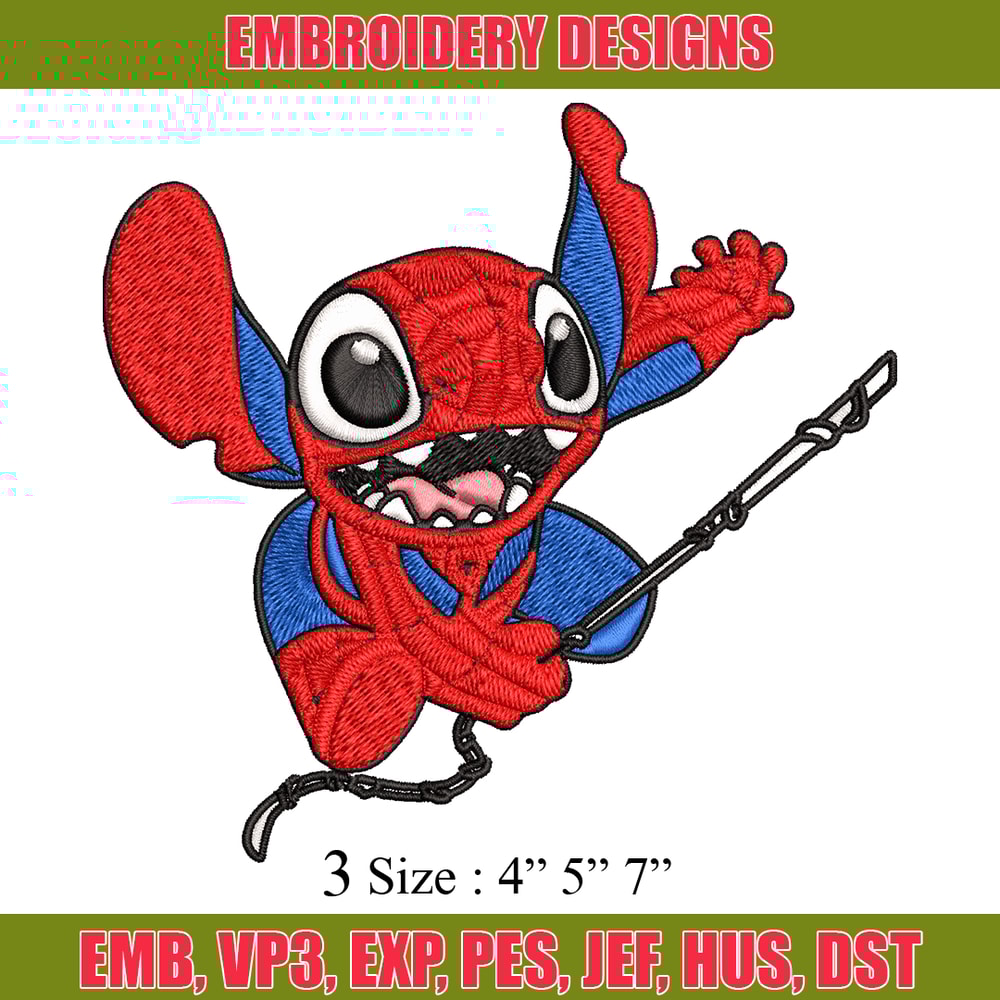 Stitch Spiderman Embroidery design, Stitch Embroidery, Embroidery File, cartoon design, logo shirt, Digital download..jpg