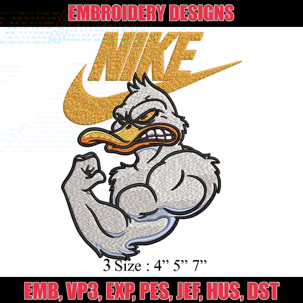 Strong Duck Stock Illustration Nike Embroidery design, cartoon Embroidery, Nike design, logo shirt, Instant download..jpg