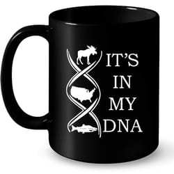 it&8217s in my dna, hunting, fishing and america &8211 full-wrap coffee black mug