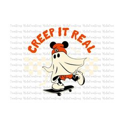 creep it real svg, halloween skateboard, ghost skateboarding, trick or treat, spooky vibes svg, boo svg, sublimation file for shirt design