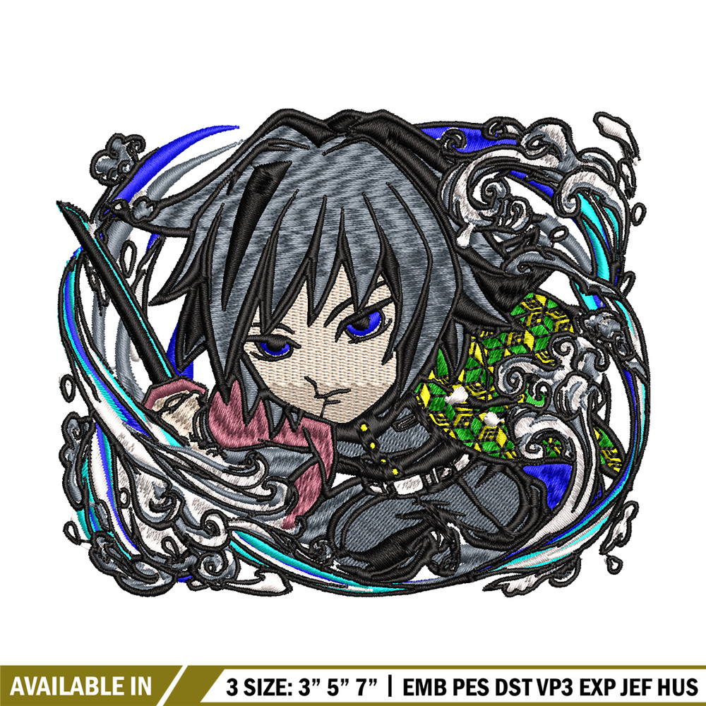 Giyu water breathing chibi embroidery design, Kimetsu no Yaiba embroidery, anime design, anime shirt, Digital download.jpg