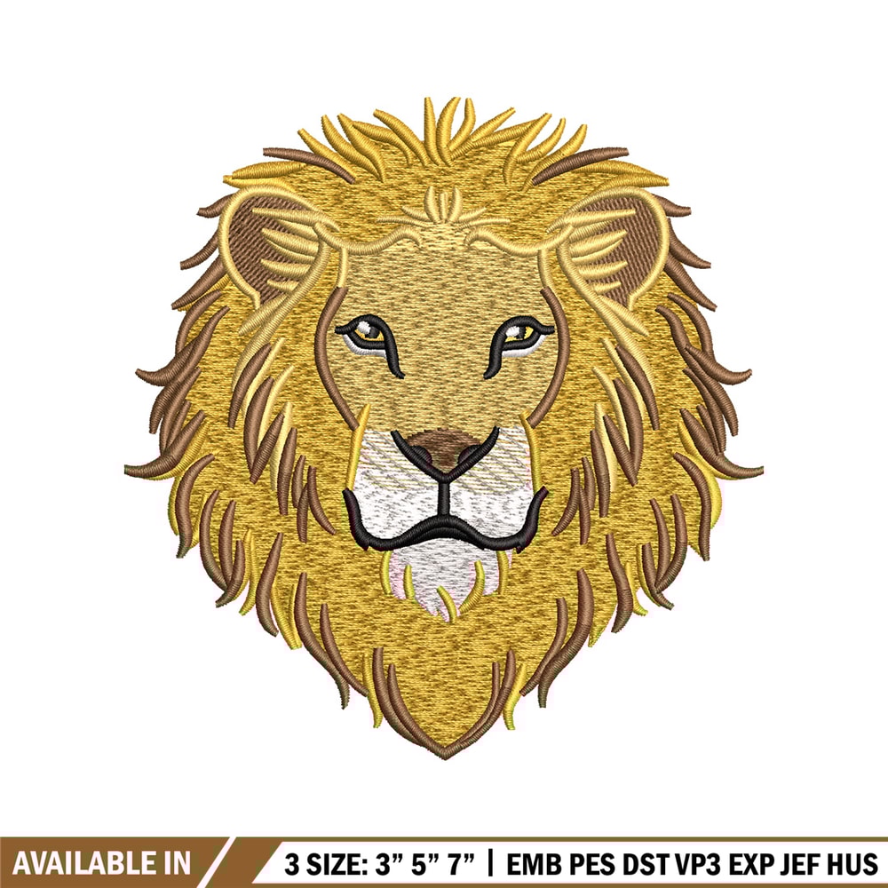 Goden lion embroidery design, Lion embroidery, Embroidery file, Embroidery shirt, Emb design, Digital download.jpg