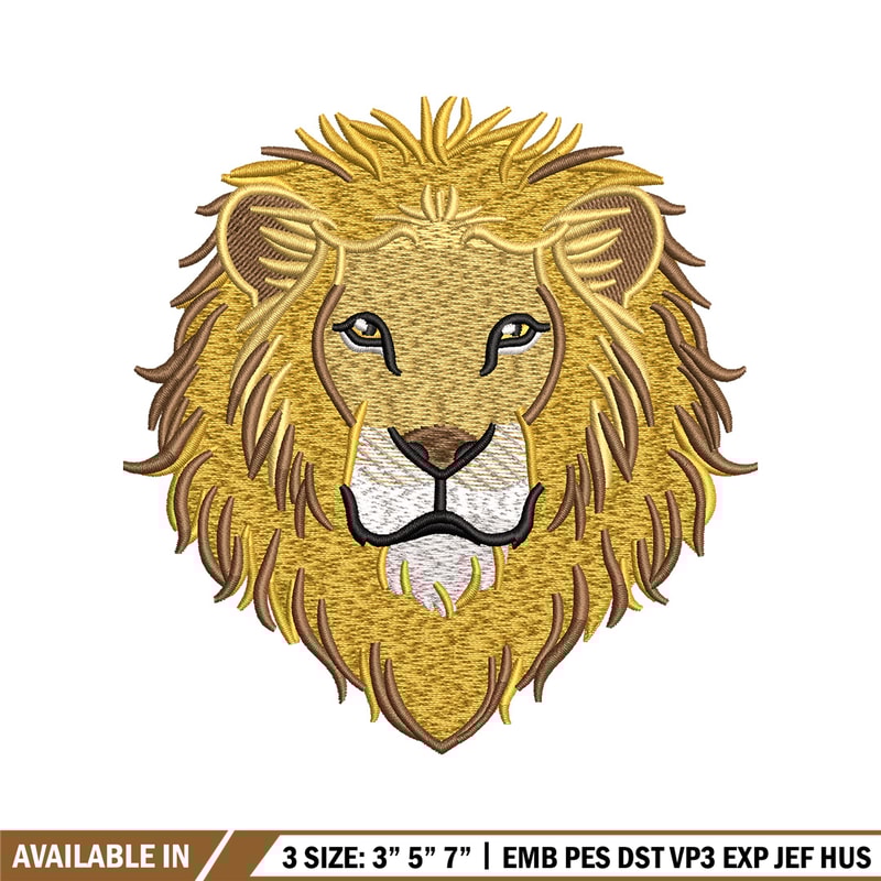 Goden lion embroidery design, Lion embroidery, Embroidery file, Embroidery shirt, Emb design, Digital download.jpg