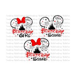 birthday girl svg, birthday squad svg, family trip 2023, birthday t-shirt svg, minnie outline svg, family vacation svg, magical kingdom png