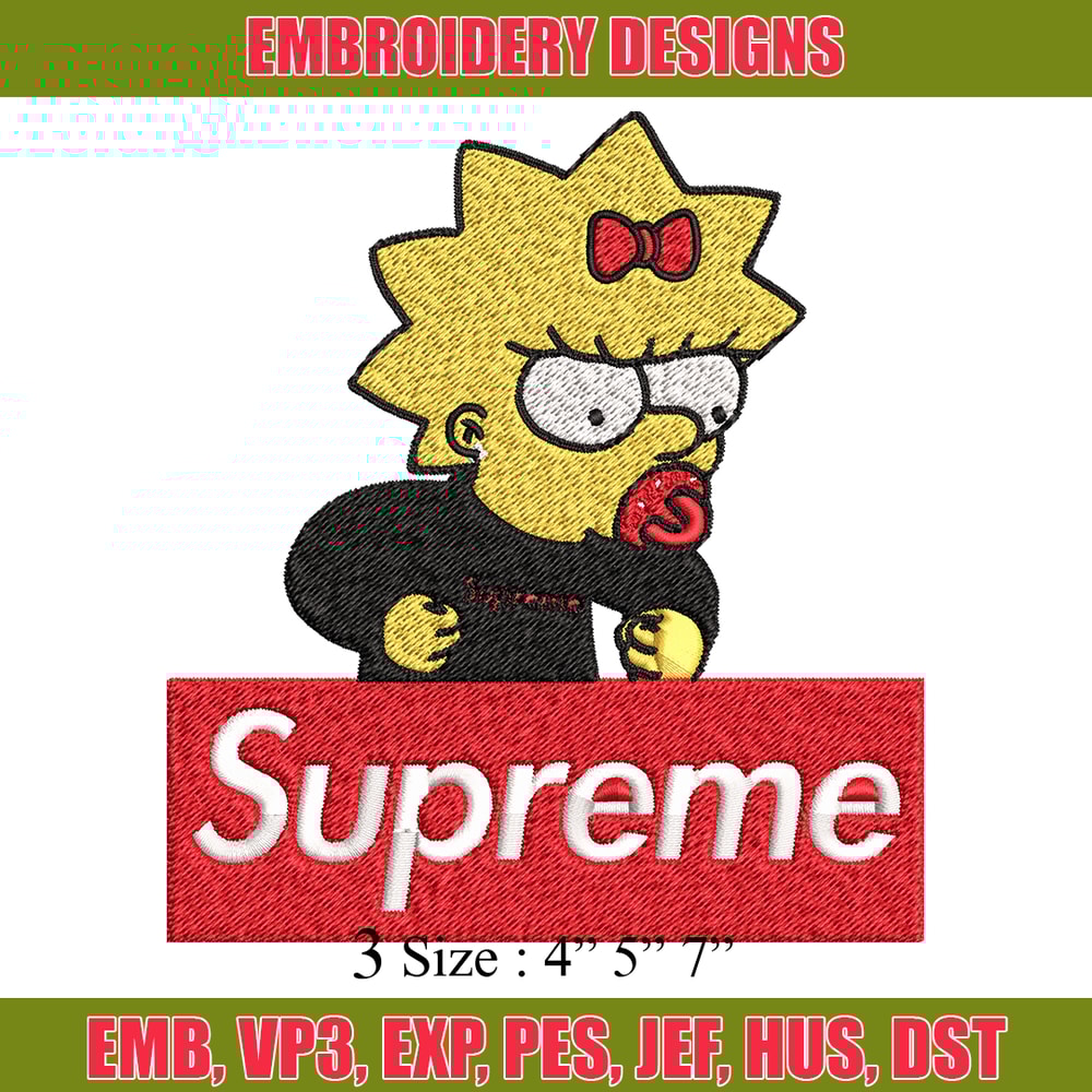 Supreme Lisa Simpson Embroidery design, Simpson Embroidery, cartoon design, Embroidery File, Digital download..jpg