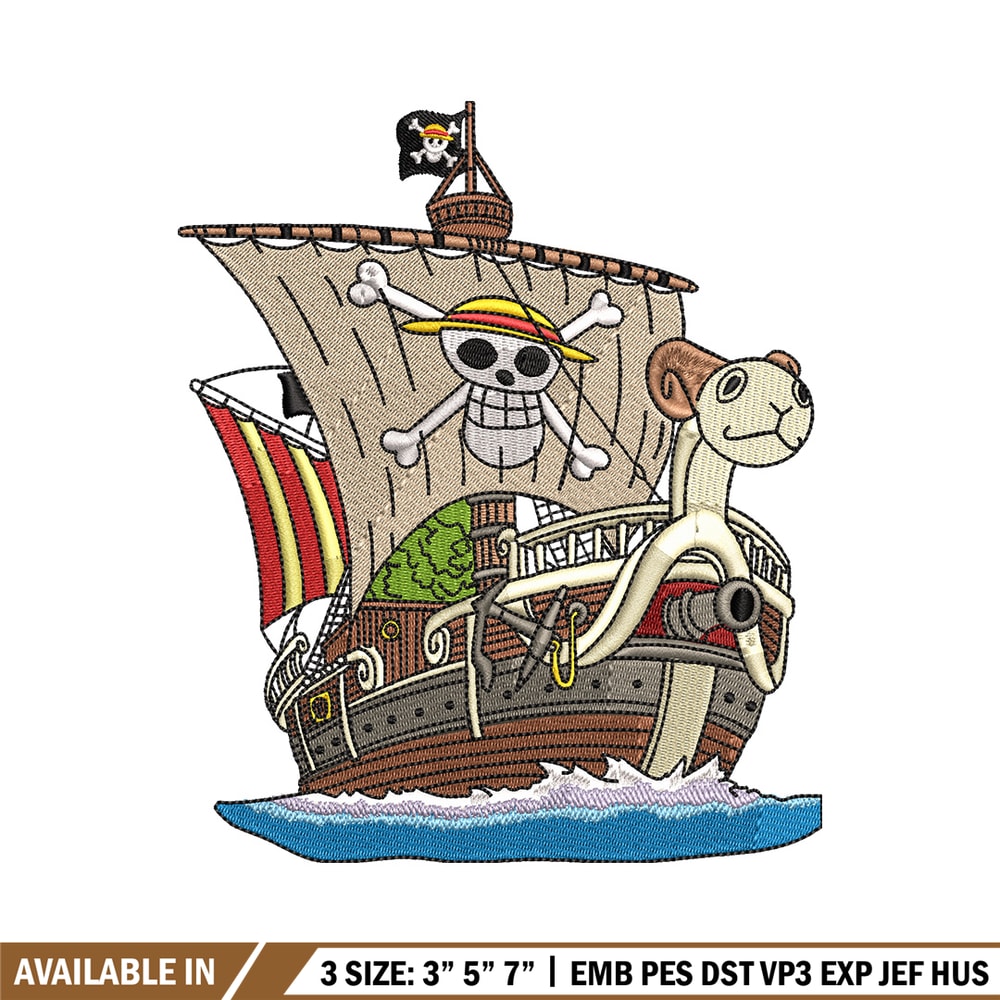 Going merry embroidery design, One piece embroidery, Anime design, Embroidery shirt, Embroidery file, Digital download.jpg