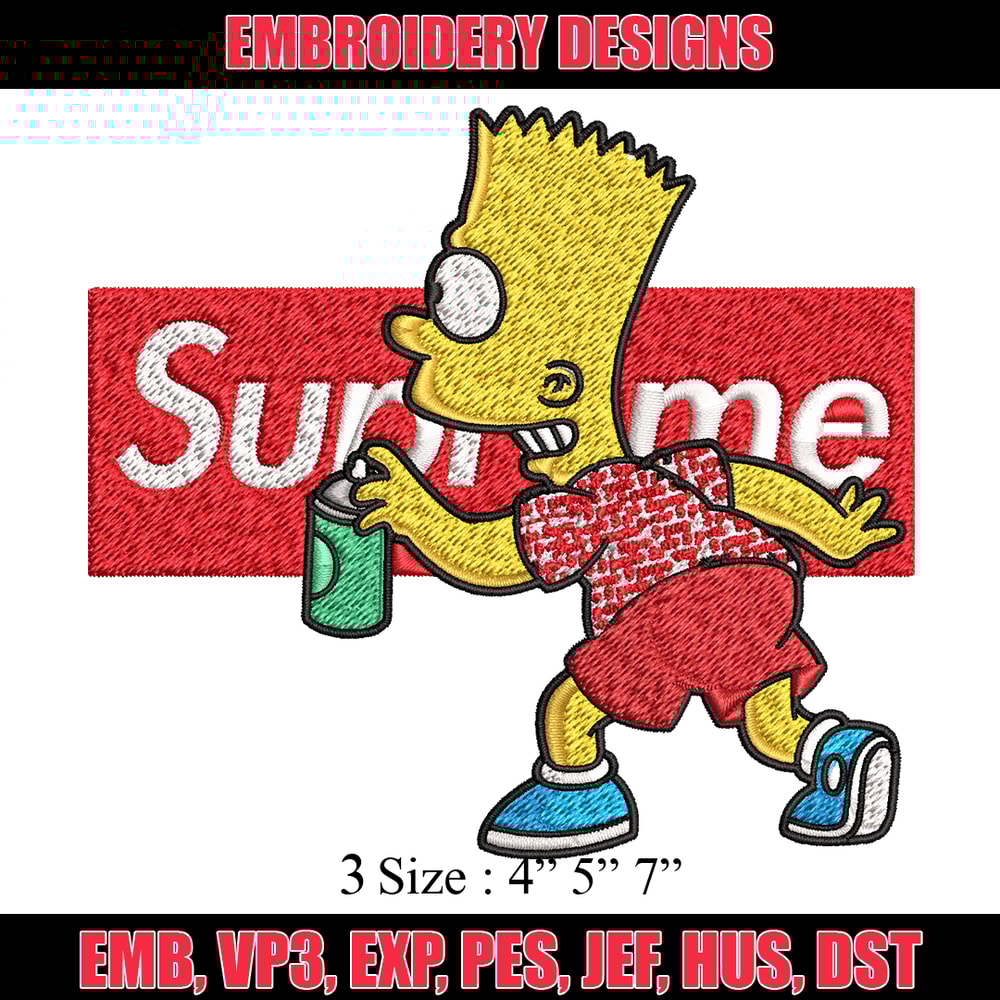 Supreme Simpson Embroidery design, Simpson cartoon Embroidery, cartoon design, Embroidery File, Digital download..jpg