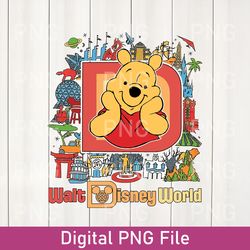 retro walt disney world bear pooh png, bear pooh png, disneyland png, disney family png, bear pooh magic kingdom png